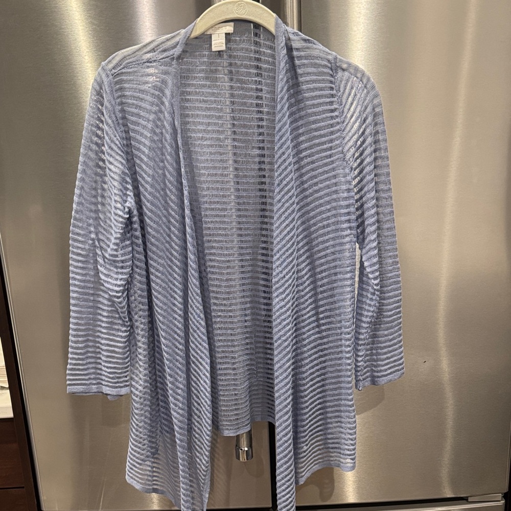 Chico's Light Blue Striped Cardigan